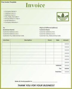Free Invoice Format Word Download