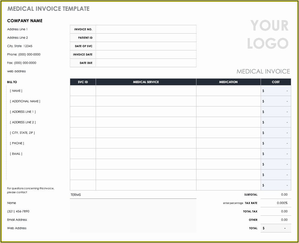 Free Invoice Template For Medical Records