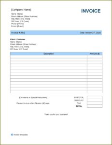 Free Invoice Template Word