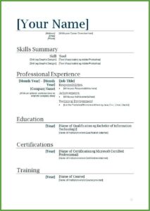 Resume Format Free Download For Job