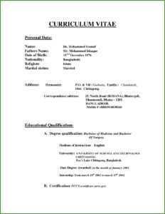 Resume Models Free Download Doc