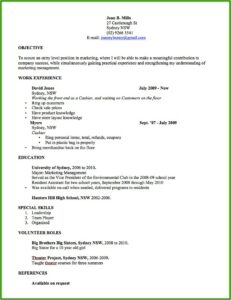Resume Sample Australia Style
