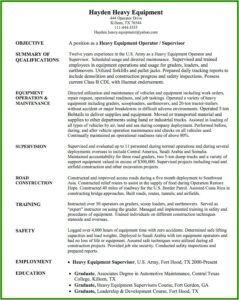 Resume Templates For Construction Jobs