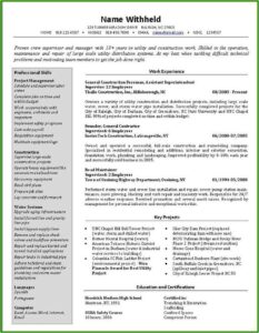 Resume Templates For Construction Superintendent