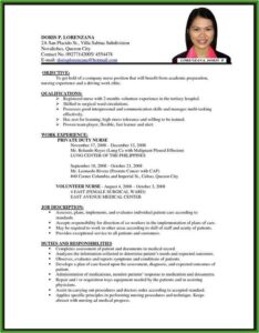 Resume Templates For Nursing Positions