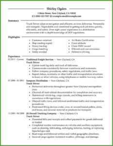 Resume Templates For Truck Drivers