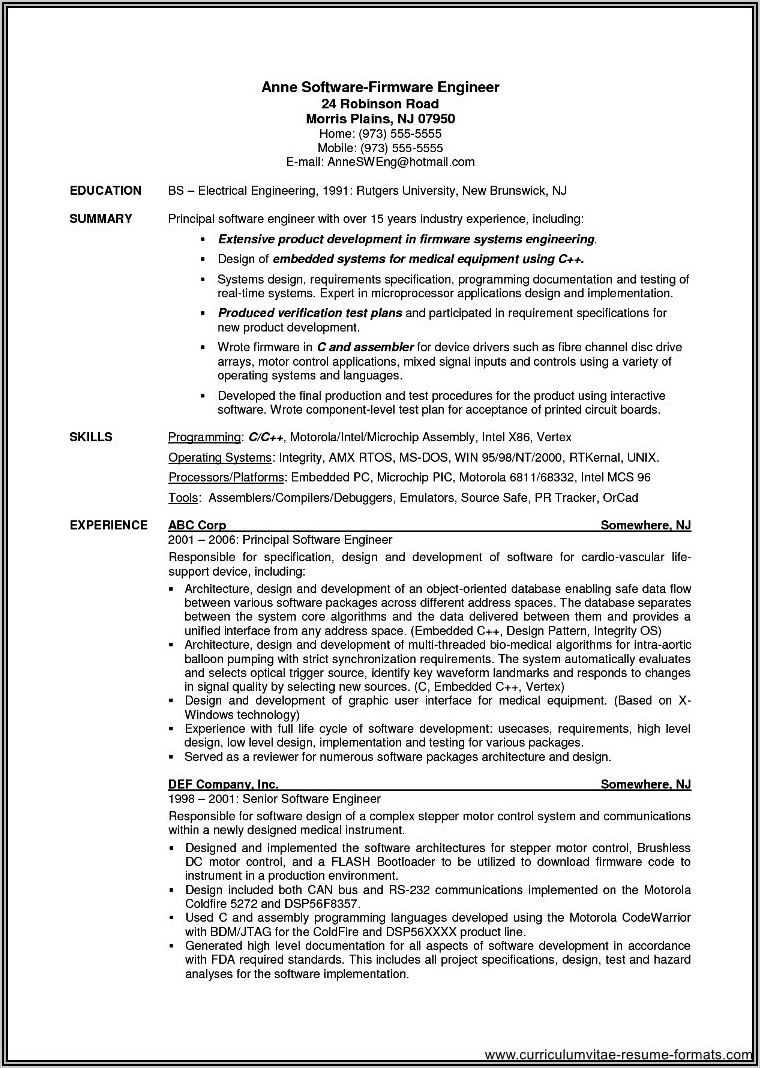 Resume Templates Word Experienced Professionals