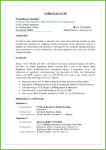Resume Writing Format In India