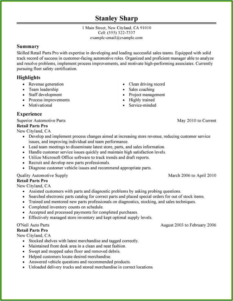 Sales Assistant Cv Template Word