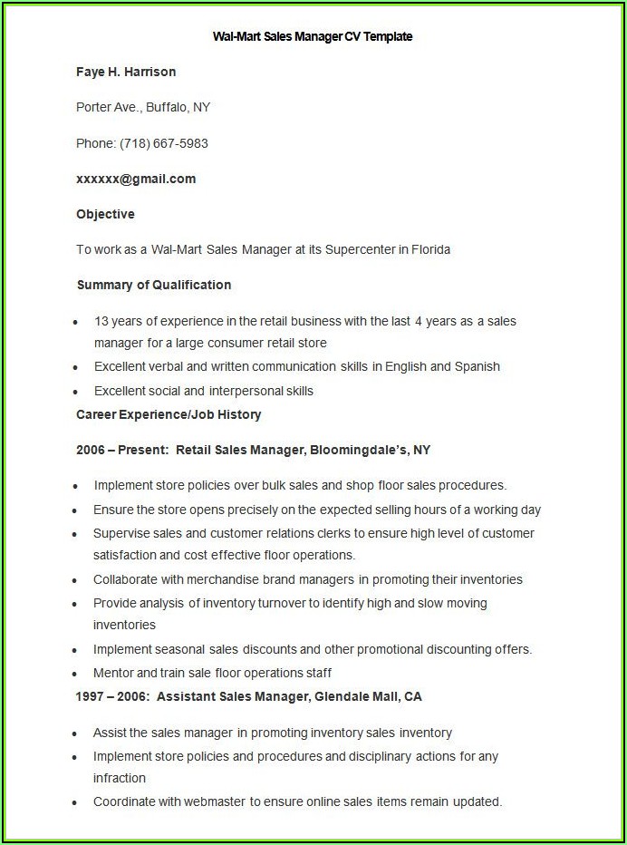 Sales Cv Template Microsoft Word