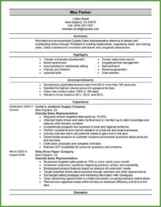Sales Representative Resumes Examples Free