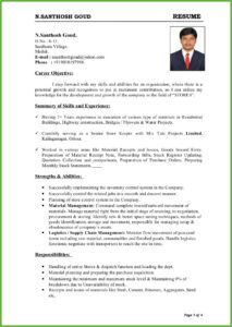 Sample Resume For Job Free Download