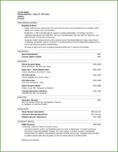 Sample Resume Format For Registered Nurse