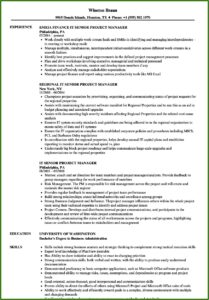 Sample Resume Of A Senior Project Manager