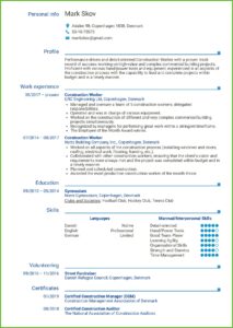 Sample Resume Templates For Construction Workers