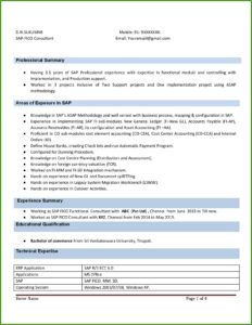 Sap End User Resume Format