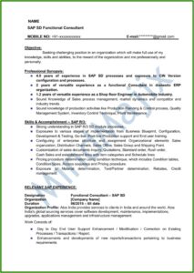 Sap End User Resume Sd