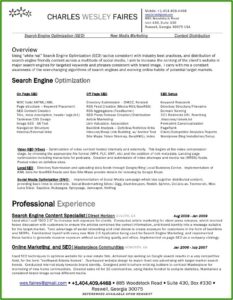 Search Engine Optimization Resume