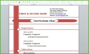 Simple Example Of Resume For Job