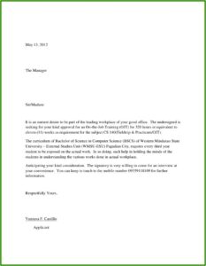 Simple Example Of Resume Letter