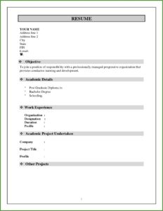 Simple Resume Format Download