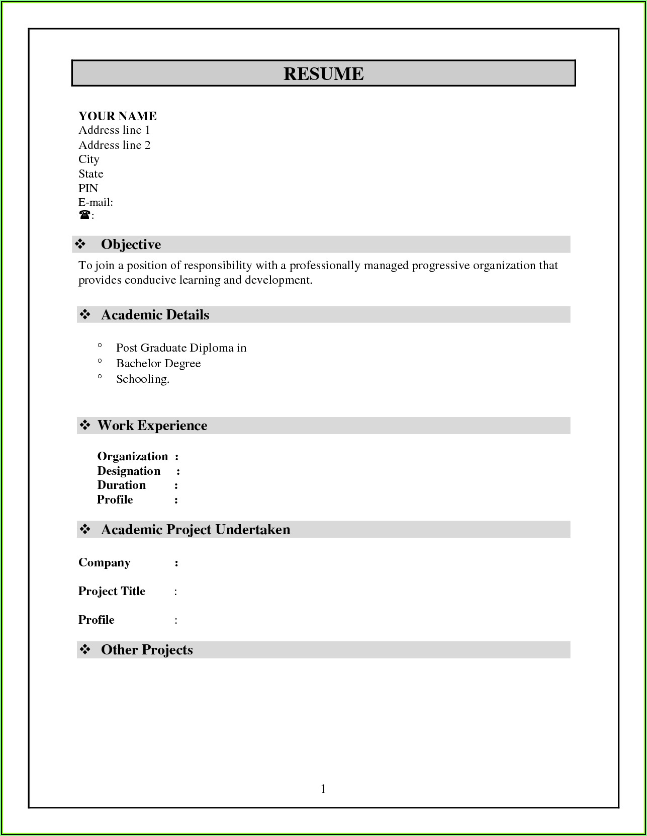 Simple Resume Format Download