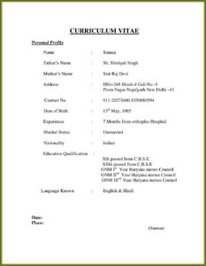 Simple Resume Format Pdf Free Download
