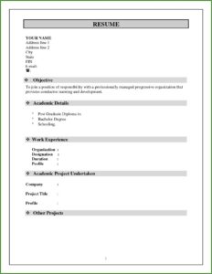 Simple Resume Template For Students Free Download