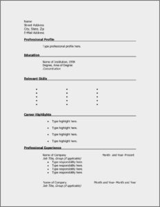 Simple Resume Template Pdf
