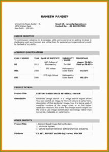 Some Resume Formats For Freshers