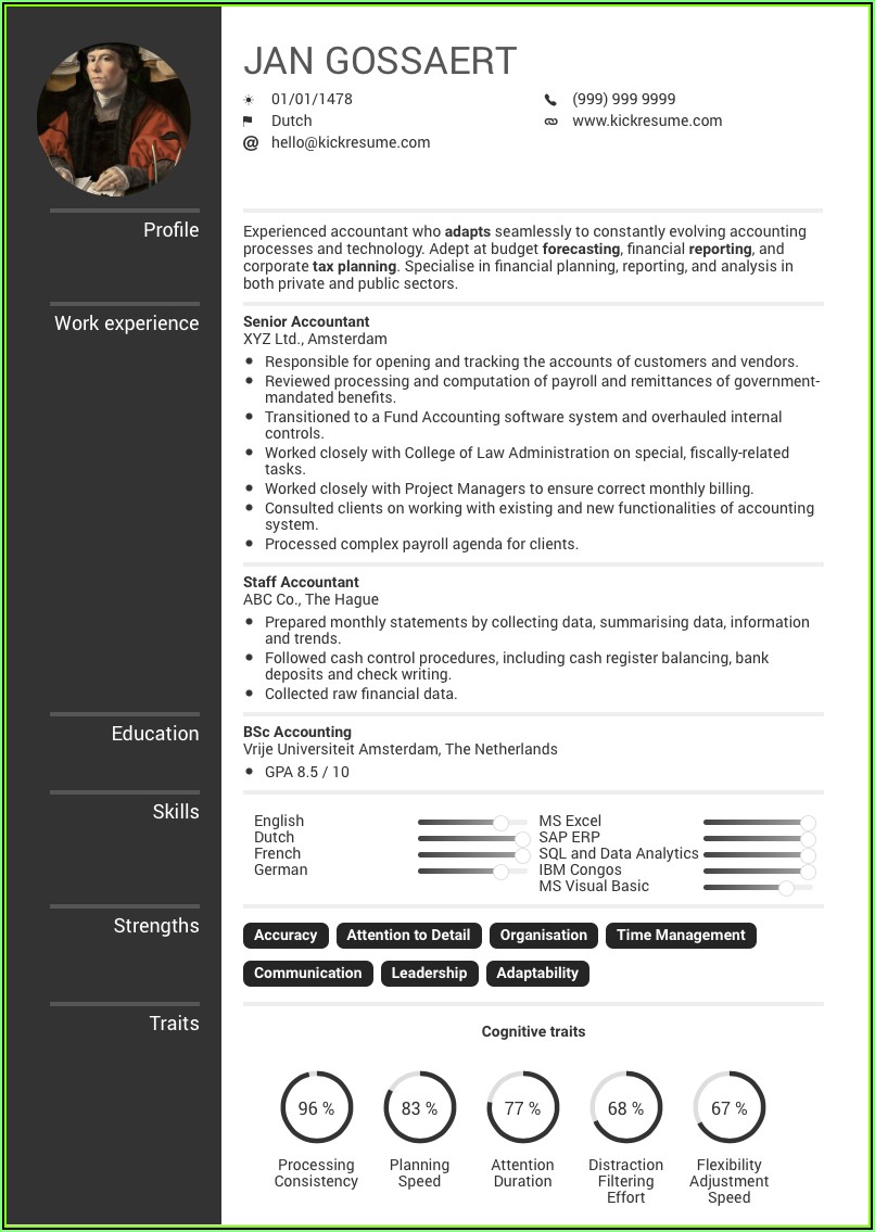 Standard Resume Format For Accountant