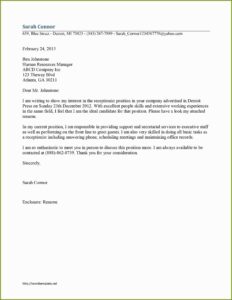 Template For Cover Letter For Resume Free