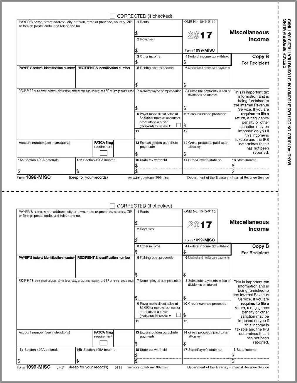 1099 Tax Form 2017 Printable