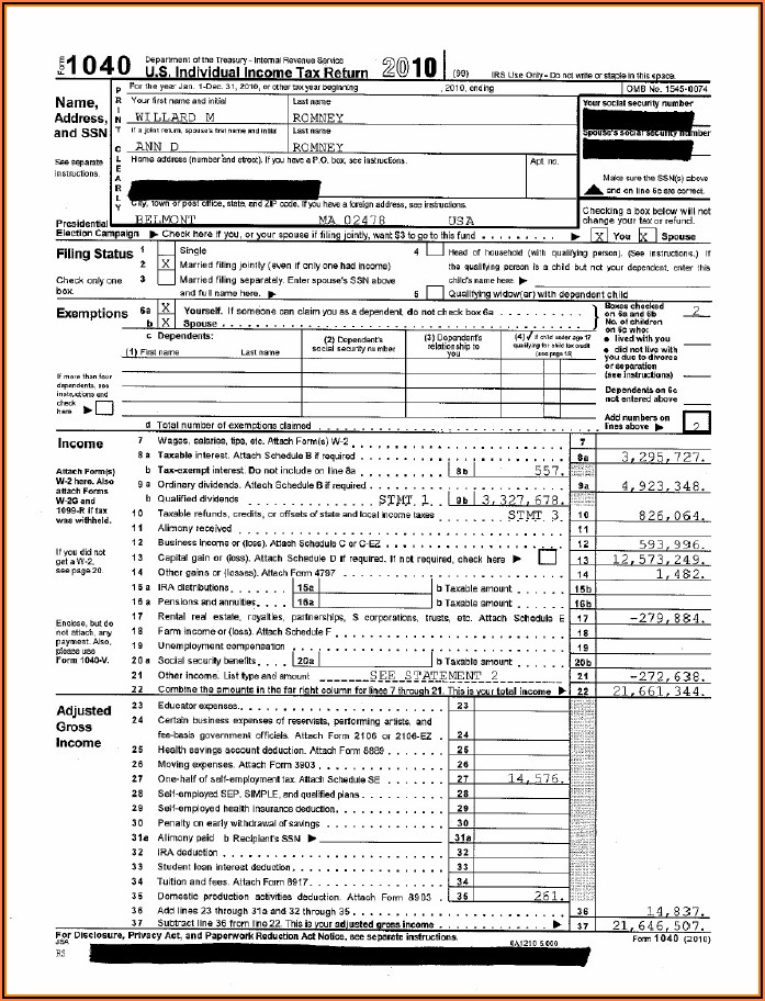 2010 Federal 1040 Tax Form