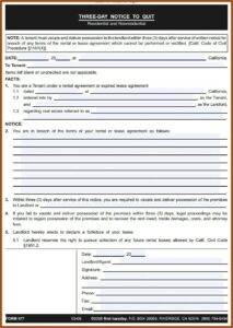 3 Day Notice To Quit California Form Pdf