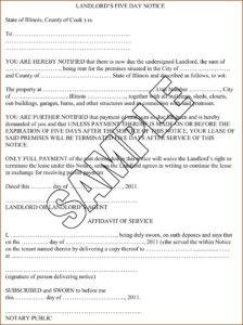 5 Day Eviction Notice Illinois Sample
