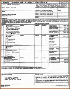 Acord Form Insurance Certificate