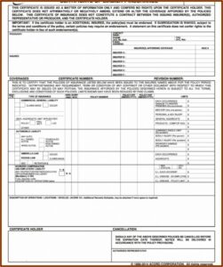Acord Insurance Form Template