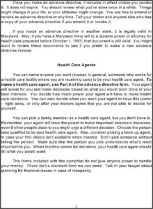 Advance Directives State Of Maryland