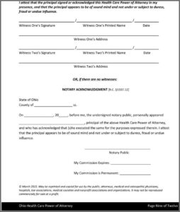 Advance Directives State Of Ohio