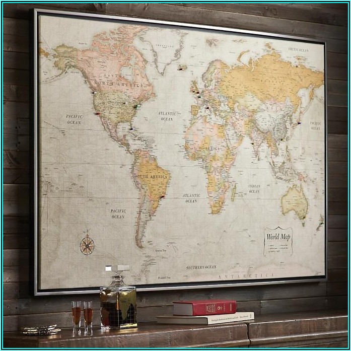 Antique World Map Framed