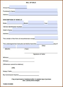 Auto Bill Of Sale Form Alabama