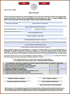Auto Bill Of Sale Form Ga