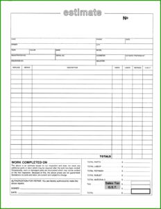 Auto Repair Estimate Forms Free Download