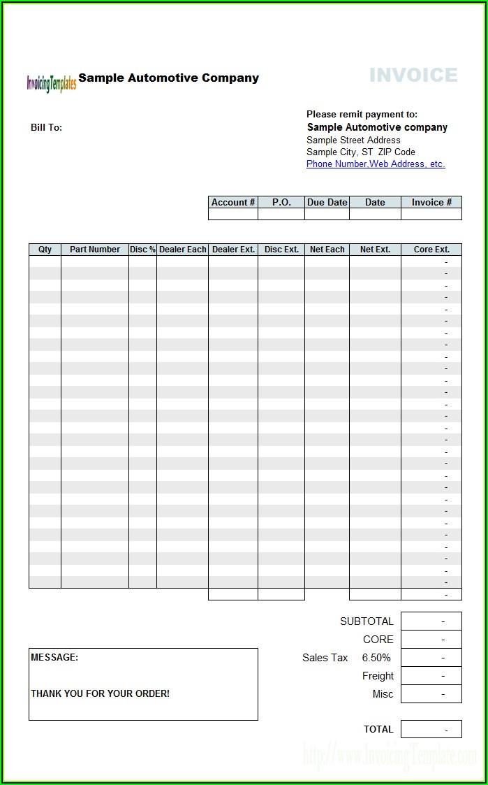 Automotive Receipt Template