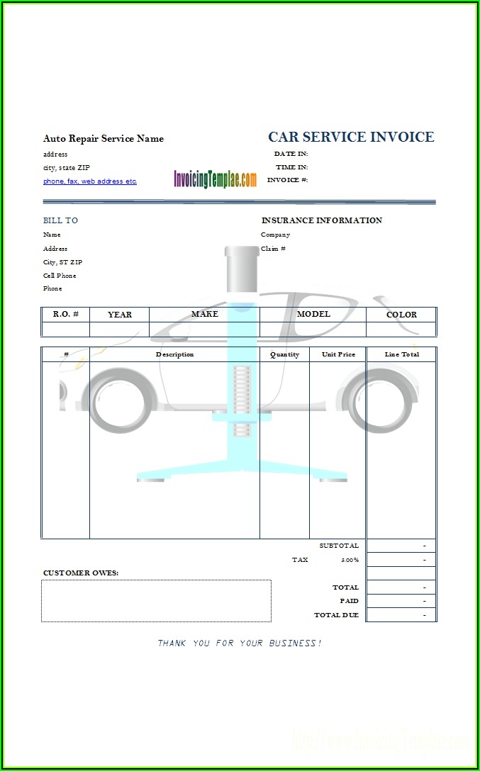 Automotive Service Invoice Template