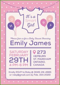 Baby Girl Baby Shower Invitation Card Template