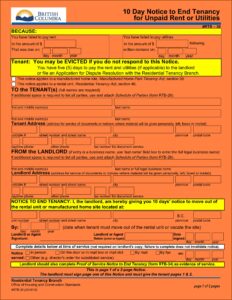 Bc Rental Eviction Notice Form