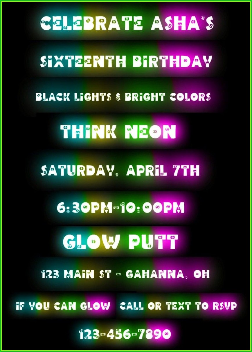 Black Light Party Invitation Templates