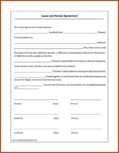 Blank Lease Agreement Forms
